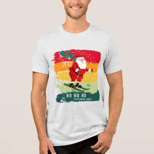 T-shirt En Tri-matière Retro Noël Sunset Ski Père Noël Personnalisé