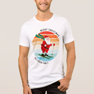 T-shirt En Tri-matière Retro Noël Sunset Ski Père Noël Personnalisé