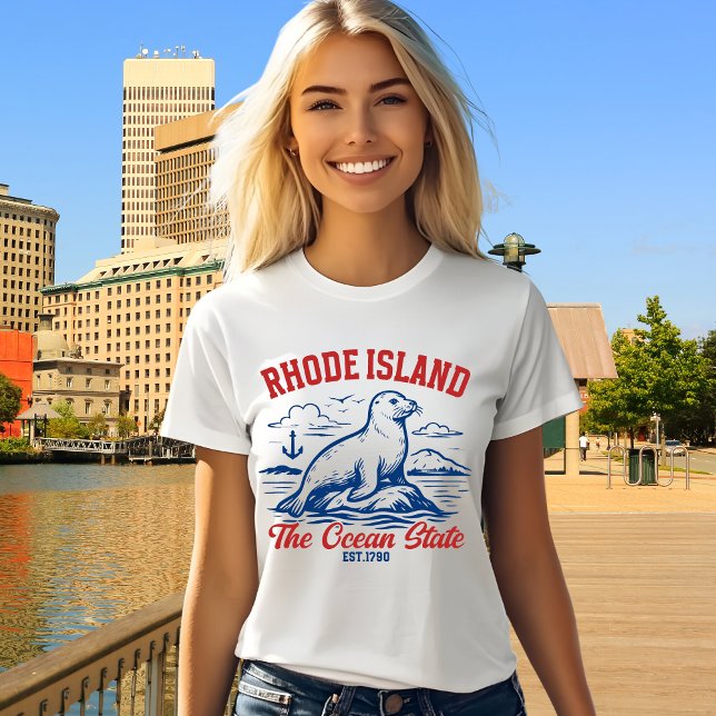 T-shirt En Tri-matière Rhode Island Ocean State Seal Design (Créateur téléchargé)