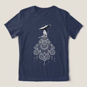 T-shirt En Tri-matière Robe Mandala Boho Femme Chapeau à Large Bordure De