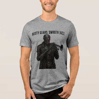 T-shirt En Tri-matière Robot Trompette Steampunk Jazz Rouages Rouillés 