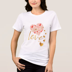 T-shirt En Tri-matière Romantique Gold Love You et Pink Heart