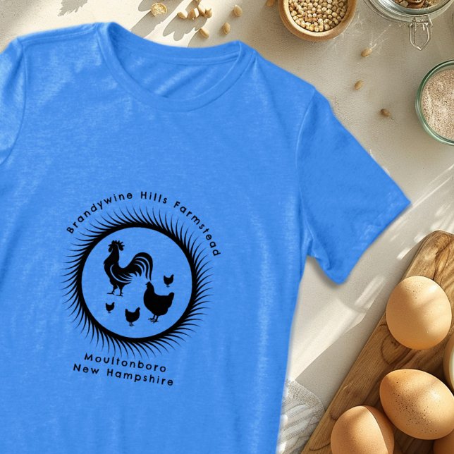 T-shirt En Tri-matière Rooster Poulets Noir Design Avec Texte (Créateur téléchargé)