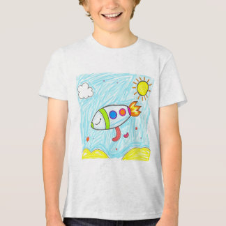 T-shirt En Tri-matière Roquette colorée Doodle Amusant Space Art