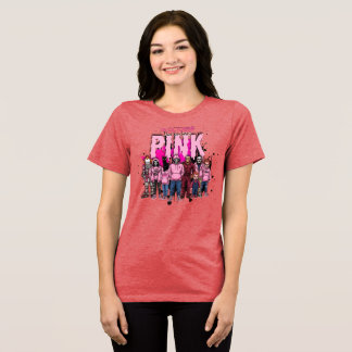 T-SHIRT EN TRI-MATIÈRE ROSE