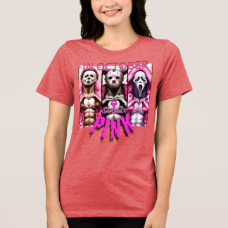T-SHIRT EN TRI-MATIÈRE ROSE