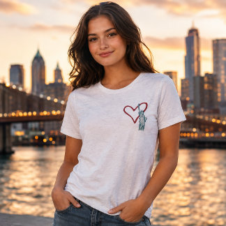 T-shirt En Tri-matière Rouge Blanc & 250 Statue de la Liberté Patriotique