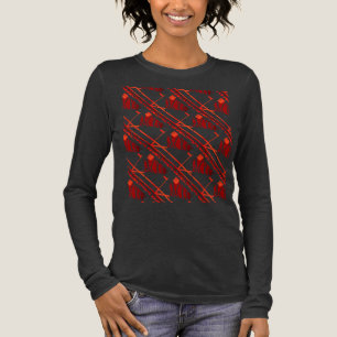 T-shirt En Tri-matière Rouge Bourgogne Slanted Abstrait Carreaux Motif