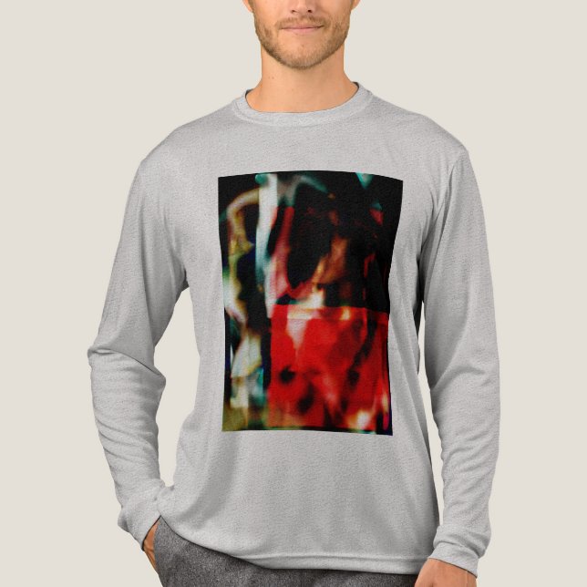T-shirt En Tri-matière Rouge vert noir Floral Design abstrait (Recto)