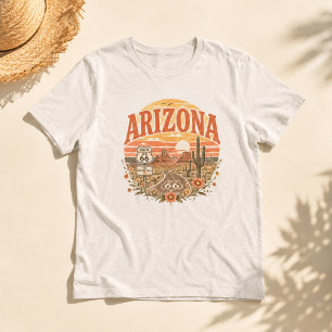 T-shirt En Tri-matière Route Arizona 66 Désert Coucher de Soleil Vintage