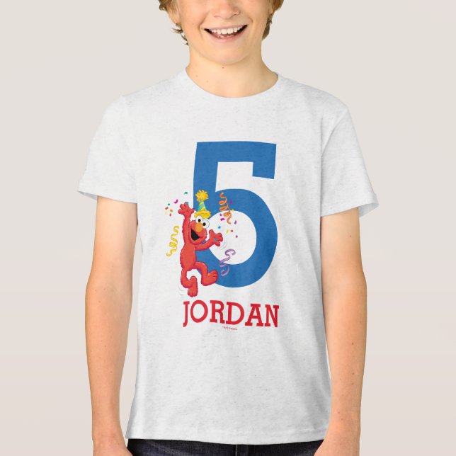 T-shirt En Tri-matière Rue Sésame | Elmo - Anniversaire Arc-en-ciel (Recto)