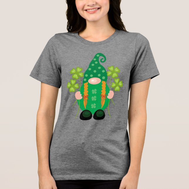 T-shirt En Tri-matière Saint Patrick’s Day Gnome avec Shamrock (Recto)