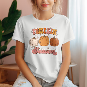 T-shirt En Tri-matière Saison des Citrouilles rétro rose et orange