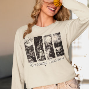 T-shirt En Tri-matière Saison Sombres Vintage Halloween Fantôme Citrouill