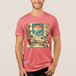 T-shirt En Tri-matière Salle de séjour familiale d'ère spatiale futuriste