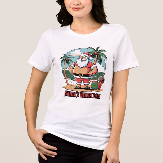 T-shirt En Tri-matière Santa Claus avec une torsion - Jour de la plage (Recto)