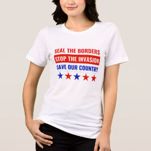 T-SHIRT  EN TRI-MATIÈRE SCEZ LES FRONTIÈRES, ARRÊTEZ L'INVASION...