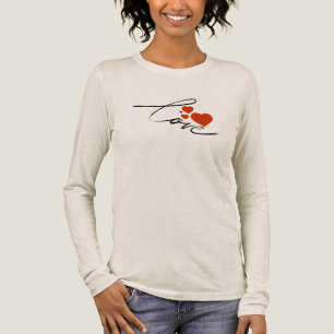 T-shirt En Tri-matière Script Amour Élégant Cœurs Broderie Personnalisée