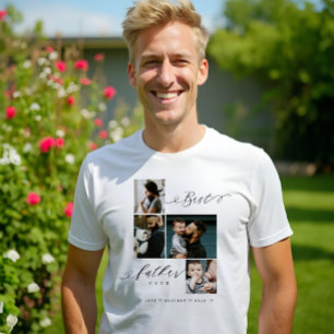 T-shirt En Tri-matière Script du meilleur père   Garde-photos de famille