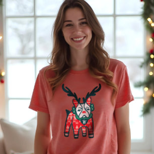 T-shirt En Tri-matière Séjournez confortable   French Bulldog Reindeer Ch