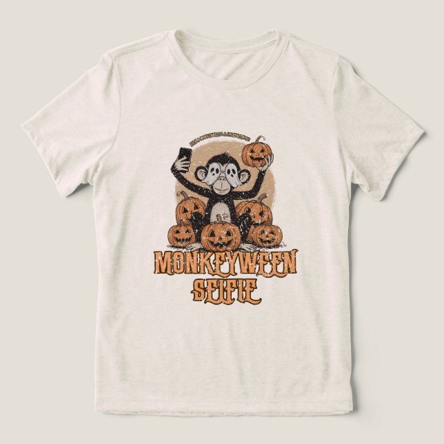 T-shirt En Tri-matière Selfie de Monkeyween – Halloween Vintage  (Design Recto)