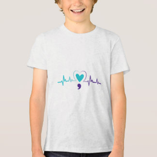 T-shirt En Tri-matière Semicolon de Heartbeat Prévention du suicide Menta