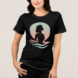 T-shirt En Tri-matière Serene Woman Silhouette in Pastel Waves