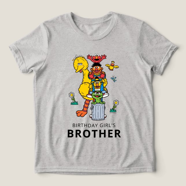 T-shirt En Tri-matière Sesame Street Characters & Street Sign Birthday Tr (Design Recto)