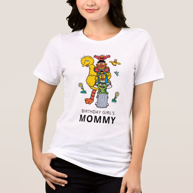 T-shirt En Tri-matière Sesame Street Characters & Street Sign Birthday Tr (Recto)