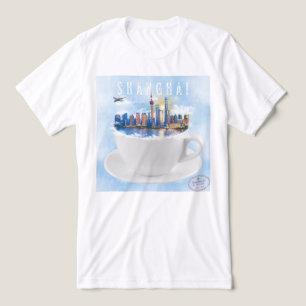 T-shirt En Tri-matière Shanghai dans un Teacup - Futuriste Skyline Art