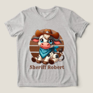 T-shirt En Tri-matière shérif garçons cool ajouter vache texte