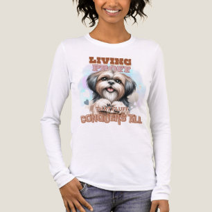 T-SHIRT EN TRI-MATIÈRE SHIH TZU HOUND CHIEN TRÈS AMUSANT DIT :