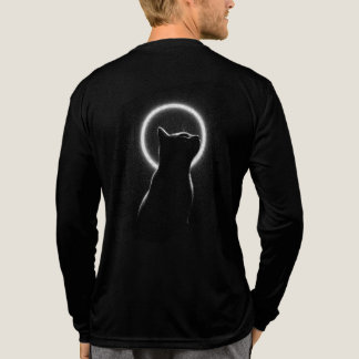 T-shirt En Tri-matière Silhouette de chat noir céleste à manches longues