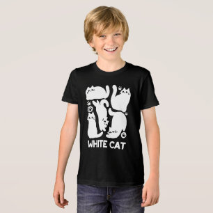 T-shirt En Tri-matière Silhouettes de chaton blanc - Design Feline mignon