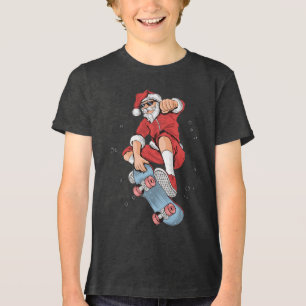 T-shirt En Tri-matière Skateboard Cool Père Noël Noël