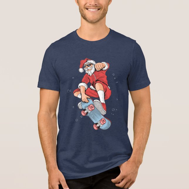 T-shirt En Tri-matière Skateboard Cool Père Noël | Noël (Recto)
