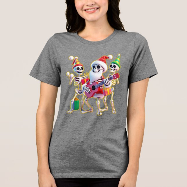 T-shirt En Tri-matière **Skeleton 3D Christm Santa Party – Funnyas Skelet (Recto)