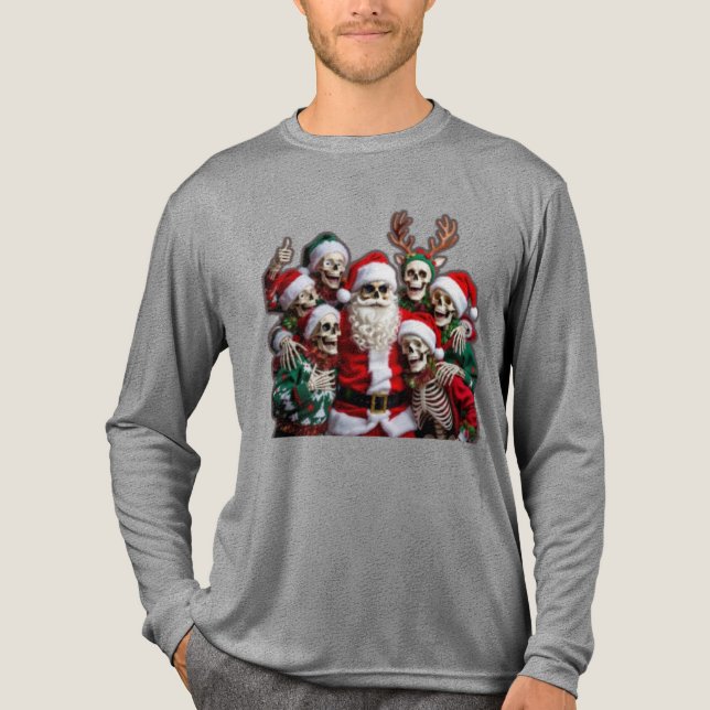 T-shirt En Tri-matière Skeleton Santa Christmas Group Photo – Festive 3D  (Recto)