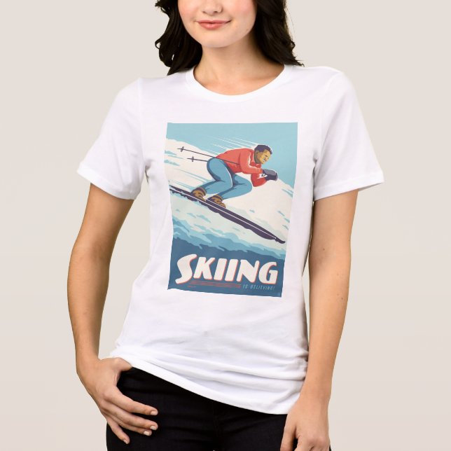 T-shirt En Tri-matière Ski est croire Retro Print (Recto)