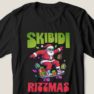 T-shirt En Tri-matière Skibidi Rizzmas Santa sur son skateboard