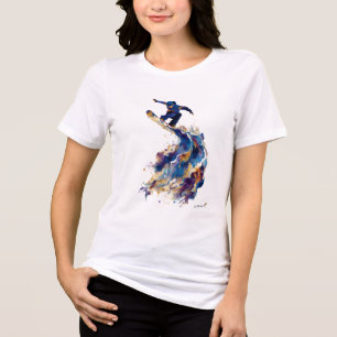 T-shirt En Tri-matière Snowboardeur abstrait   Encre fluide Aquarelle Act