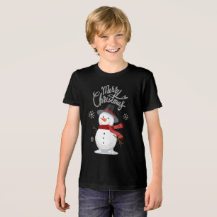 T-shirt En Tri-matière Snowman Snowflakes Joyeux Noël jolie famille