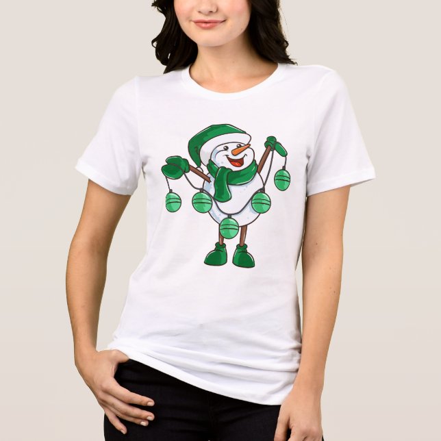 T-shirt En Tri-matière Snowman with Bauble Christmas Family (Recto)