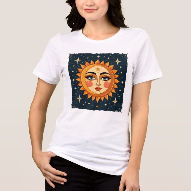 T-shirt En Tri-matière Soleil et Lune rétro - Boho Spirit Tee (Recto)