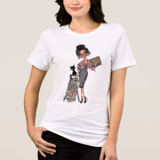 T-shirt En Tri-matière Sorcière de livre d'Académie Sombre avec Chat