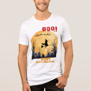 T-shirt En Tri-matière "Sorcière Éffrayante d'Halloween survolant le cime