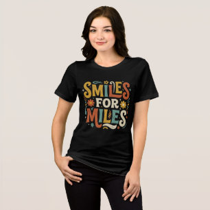 T-shirt En Tri-matière Sourires pour des kilomètres Rétro Boho Positif