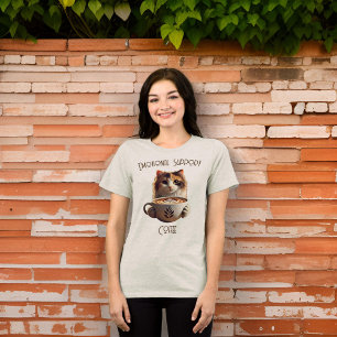 T-shirt En Tri-matière Soutien émotionnel Café Cute Chat Santé mentale