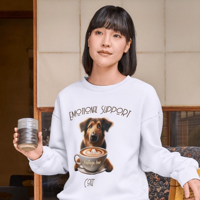 T-shirt En Tri-matière Soutien émotionnel Café Cute santé mentale (Emotional Support Coffee with Cute Dog, Funny Mental Health T-Shirt )