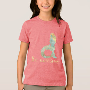T-shirt En Tri-matière Soyez génial Gold Aqua Sparkle Mermaid